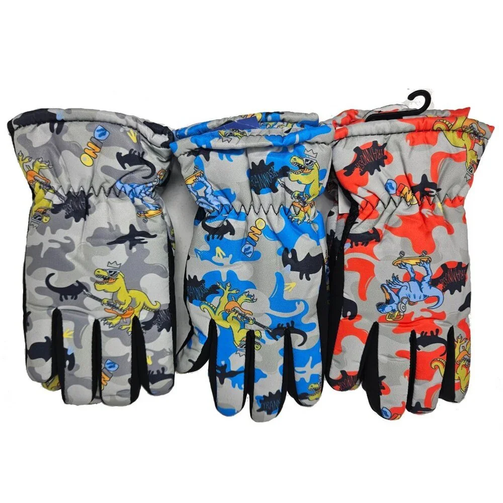 Kids Fur Lined Winter Ski Gloves, Assorted Colors, Bundle of 3 Pairs